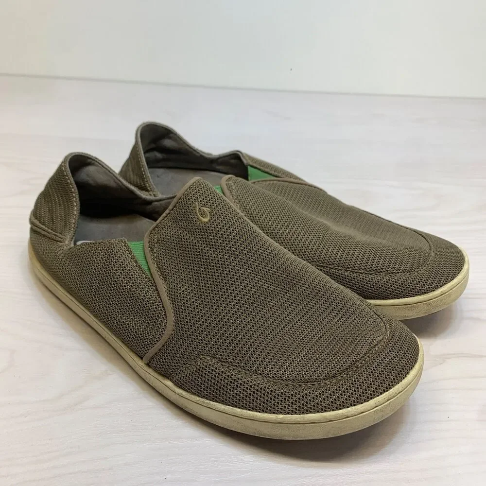 Olukai Nohea Mesh Shoes Mens Size 11 Brown Slip-On Boat Water‎ Beach Loafers